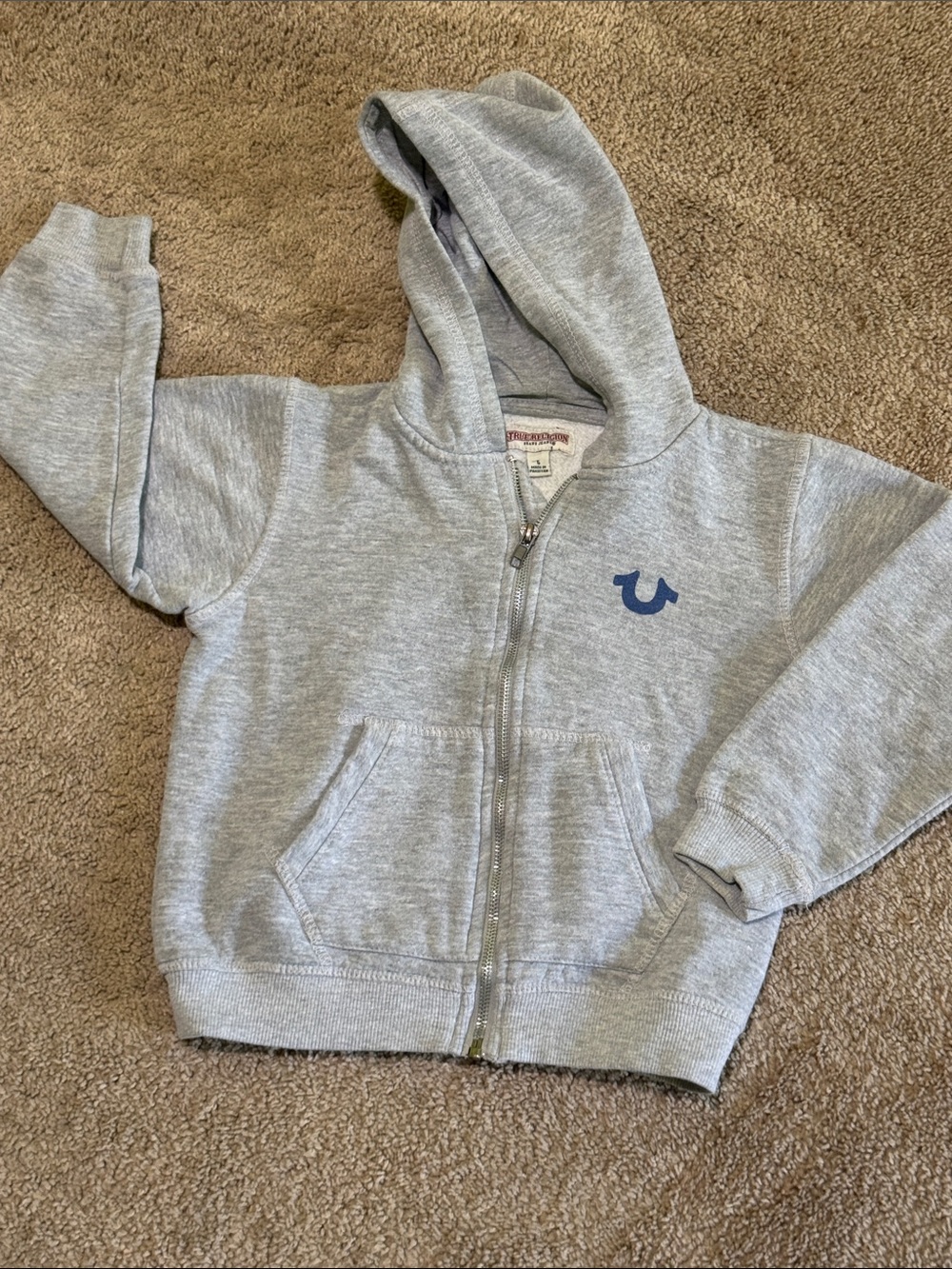 True Religion Classic Logo Heather Grey Zip Hoodie